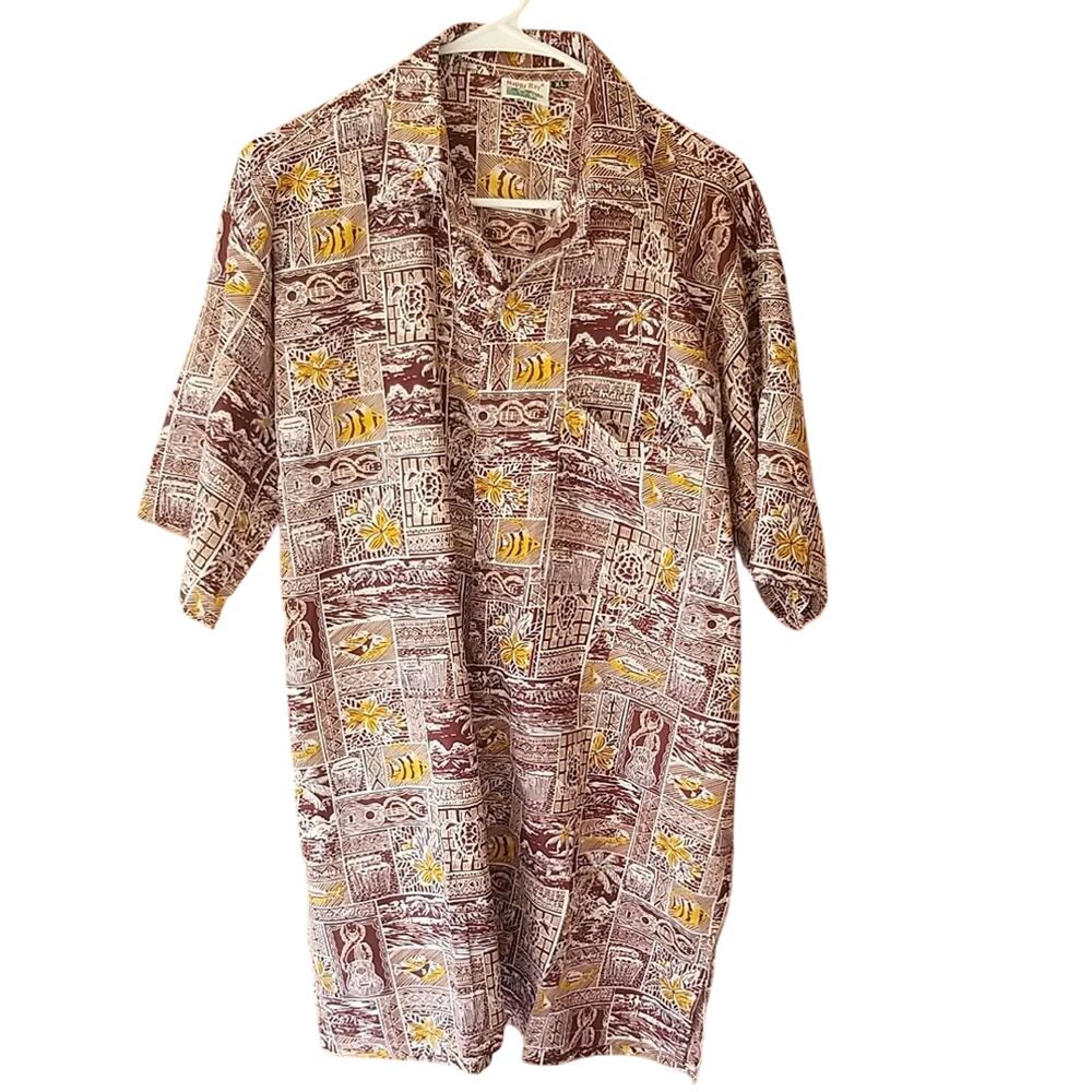 Happy Bay Men's Tropical Hawaiian Aloha Short Sleeve Shirt Vacation Cruise - XL